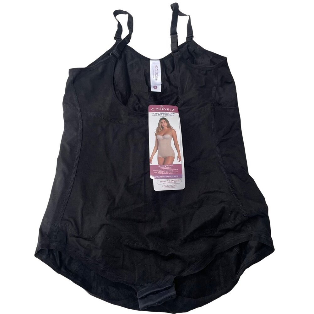Curveez® Ultra Shaping Hip Hugger Bodysuit Shapewear Black Sz XL  CUR1515